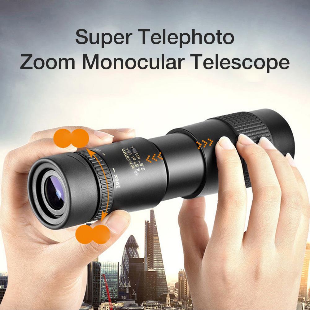 4K 10-300X40MM Super Telephoto Monocular Telescope  Zoom Monocular Binoculars Pocket Telescope For Smartphone Take Picture